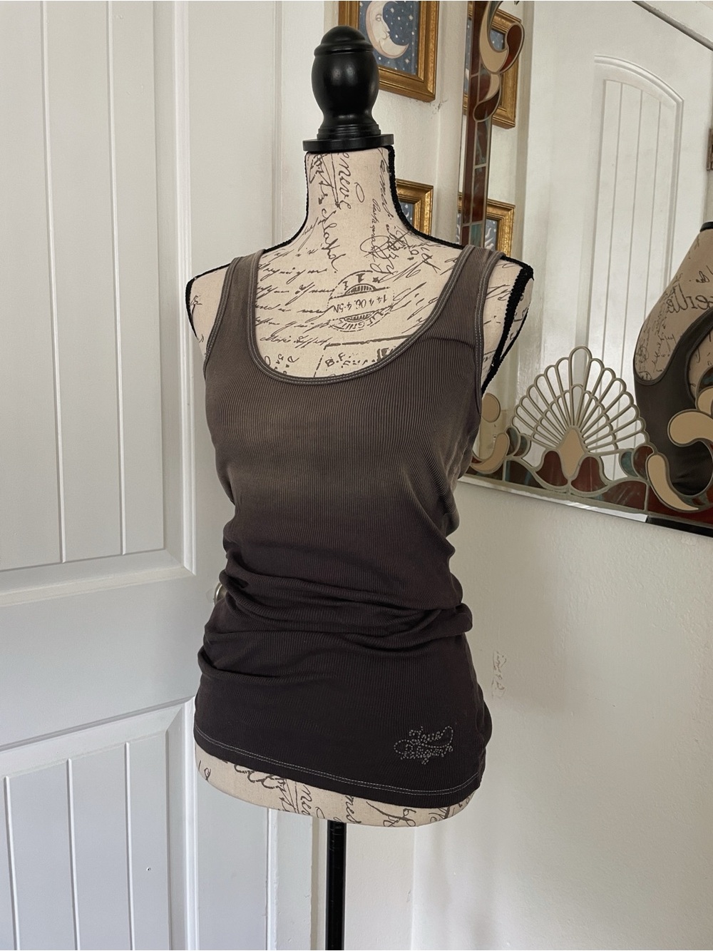 Y2K True Religion Women’s Brown Ombre Ribbed Tank Top Size M*